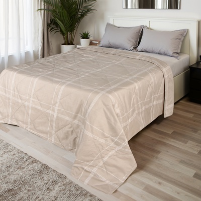 Покрывало LoveLife евро «Бежевая клетка», 200×210±5 см, микрофайбер, 100% п/э