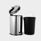 Ведро мусорное с педалью Доляна, 20 л, нержавеющая сталь, хромированное - Фото 6