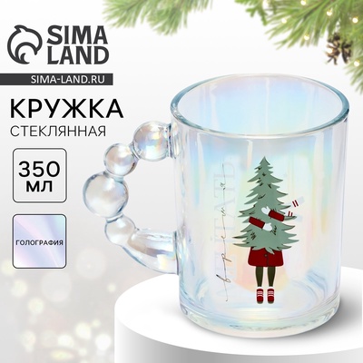 Кружка новогодняя стеклянная «Мечтать», 350 мл, голография