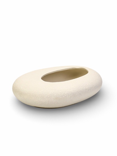 Декоративное кашпо - бонсайница «Галька», 23×18×7 см, керамическое, белое, Greengo