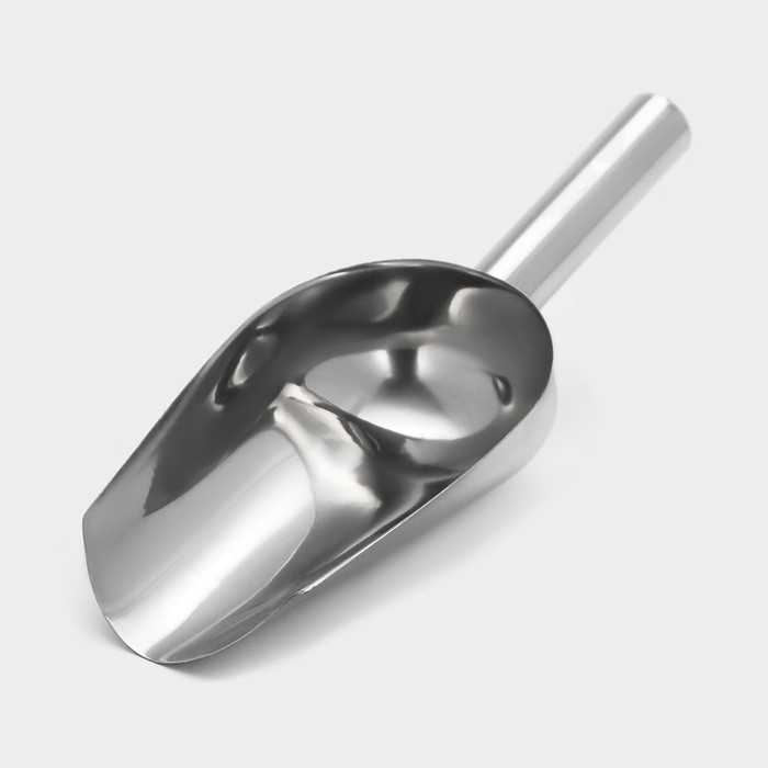 Совок для льда и сыпучих продуктов, 200 мл, 22×8 см, нержавеющая сталь, хромированный - Фото 1
