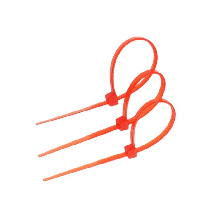 Хомут нейлоновый для стяжки, ТУНДРА, 2.5×100 мм, красный, 25 шт. - Фото 1