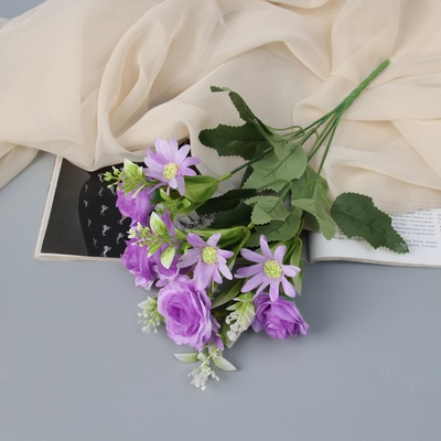 Букет искусственный «Эустома мариачи и ромашки», h=30 см, МИКС