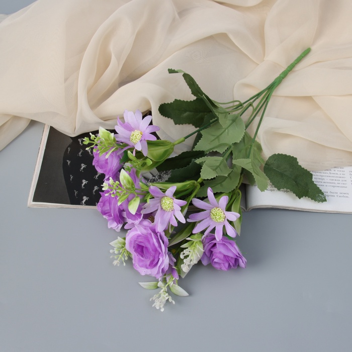 Букет искусственный «Эустома мариачи и ромашки», h=30 см, МИКС - Фото 1