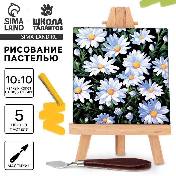 

Рисование пастелью c холстом на подрамнике «Ромашки», набор для творчества