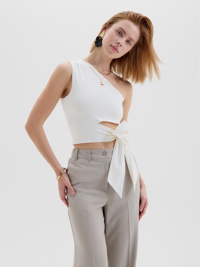 Топ с завязкой на талии женский MINAKU : Casual Collection, белый, размер 42