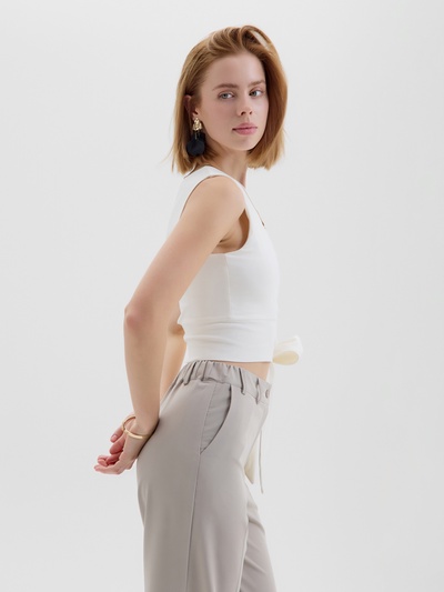Топ с завязкой на талии женский MINAKU : Casual Collection, белый, размер 42