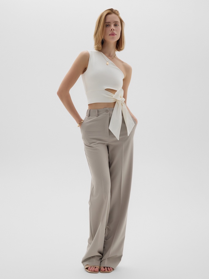 Топ с завязкой на талии женский MINAKU : Casual Collection, белый, размер 46