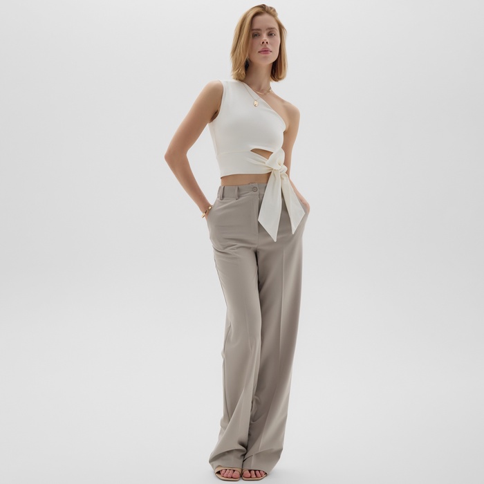 Топ с завязкой на талии женский MINAKU : Casual Collection, белый, размер 48 - Фото 1