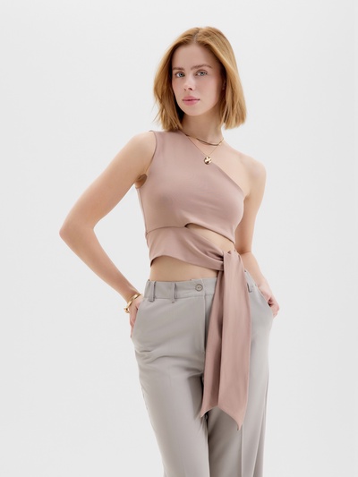 Топ с завязкой на талии женский MINAKU : Casual Collection, бежевый, размер 42