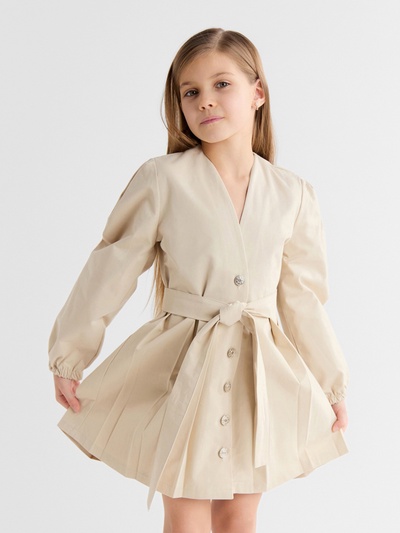 Платье для девочки MINAKU: Jeans collection, бежевое, рост 158 см