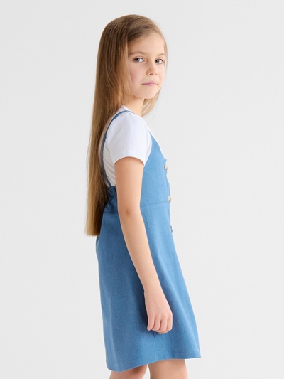 Сарафан для девочки MINAKU: Jeans collection, голубой, рост 122-128 см