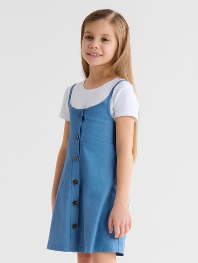 Сарафан для девочки MINAKU: Jeans collection, голубой, рост 152-158 см