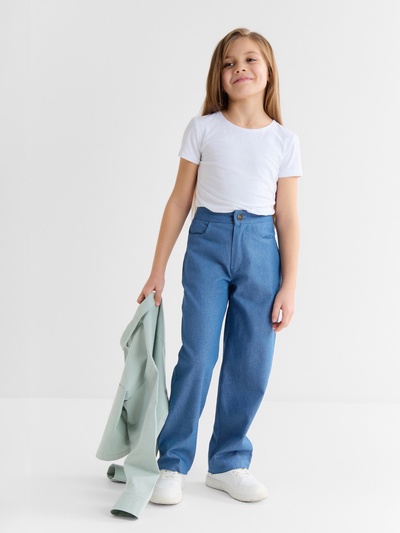 Джинсы для девочки MINAKU: Jeans collection, голубые, рост 122 см