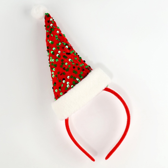 Ободок новогодний карнавальный «Колпак», красный - Фото 1