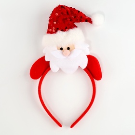 Ободок новогодний карнавальный «Дед Мороз», красный