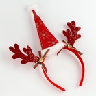 Ободок новогодний карнавальный «Колпак с рожками», красный - Фото 3