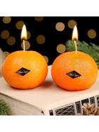 Набор свечей "два мандарина", в деревянном ящике - фото 809280625