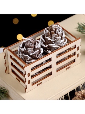 Набор свечей декоративных «Две шишки», в деревянном ящике