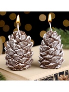 Набор свечей декоративных «Две шишки», в деревянном ящике - Фото 3