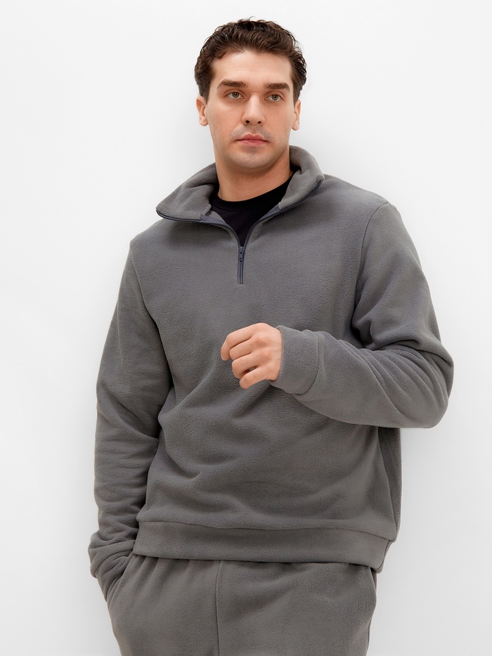 Джемпер флисовый мужской MINAKU: Fleece Soft, размер 52, графитовый