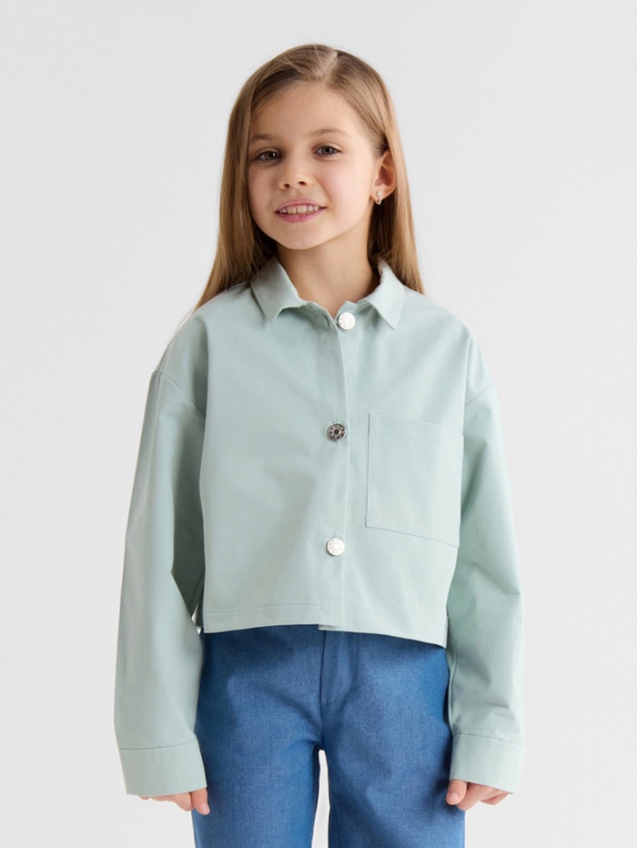 Рубашка для девочки MINAKU: Jeans collection, серо-голубая, рост 128 см