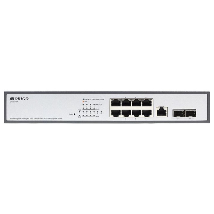 Коммутатор Origo OS3110P OS3110P/135W/A1A (L2) 8x1Гбит/с 2xКомбо(1000BASE-T/SFP) 2SFP 8PoE   1077513 - фото 51684577