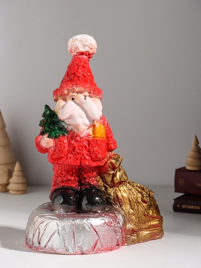 Копилка для денег «Дед Мороз с мешком», гипс, красная, 25.5 см