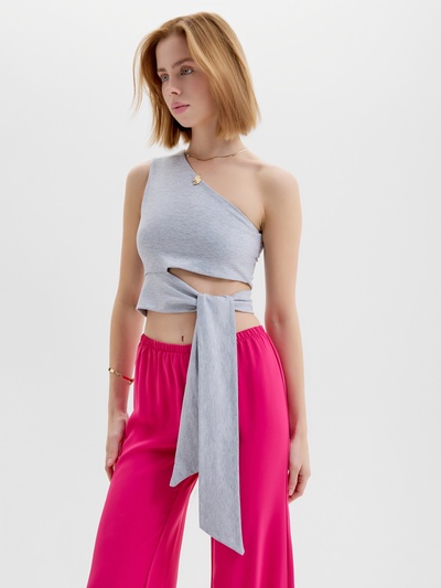 Топ с завязкой на талии женский MINAKU : Casual Collection, серый, размер 42