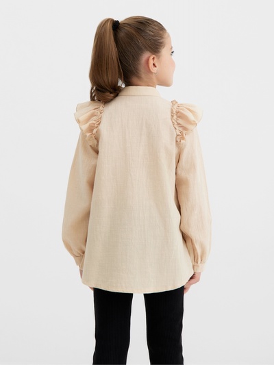 Блузка для девочки MINAKU: Cotton collection, светло-бежевая, рост 146 см