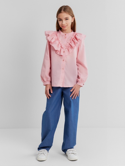 Блузка для девочки MINAKU: Cotton collection, розовая, рост 152 см