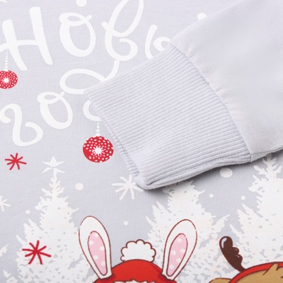 Пижама детская (лонгслив/брюки), цвет серый/красный, рост 134 см