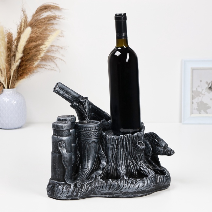 Подставка для бутылки «Охота», 33×23×26 см, гипс под серебро