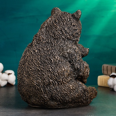 Копилка для денег «Медведица с медвежонком», 20×23×30 см, гипс под бронзу