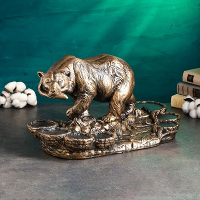 Подставка для бутылки «Медведь», 45×23×25 см, бронза