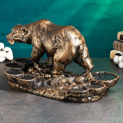 Подставка для бутылки «Медведь», 45×23×25 см, бронза