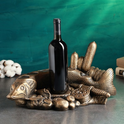 Подставка для бутылки «Рыба Щука», 46×26×22 см, бронза