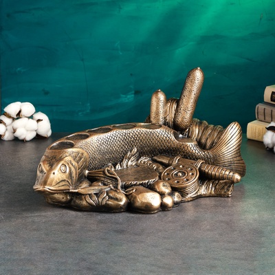 Подставка для бутылки «Рыба Щука», 46×26×22 см, бронза