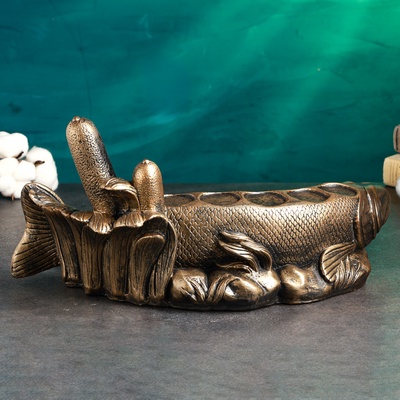 Подставка для бутылки «Рыба Щука», 46×26×22 см, бронза