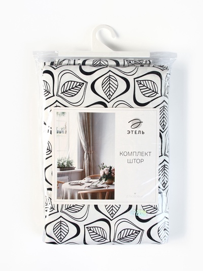 Шторы для кухни «Этель» Leaves, 149×180 см - 2 шт., подхваты - 2 шт., 100% хлопок