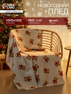 Плед флисовый новогодний «Этель. Медведи», 100×150 см, флис, пл. 160 г/м² - Фото 1