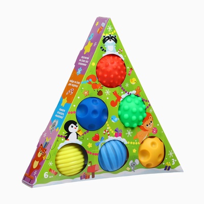 Подарочный новогодний набор развивающих тактильных мячиков Крошка Я «Волшебная ёлочка», 6 шт.