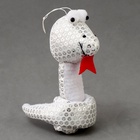 Мягкая игрушка «Змея», с пайетками, на подвесе, 13 см, цвет серебро - Фото 2