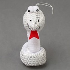 Мягкая игрушка «Змея», с пайетками, на подвесе, 13 см, цвет серебро - Фото 4