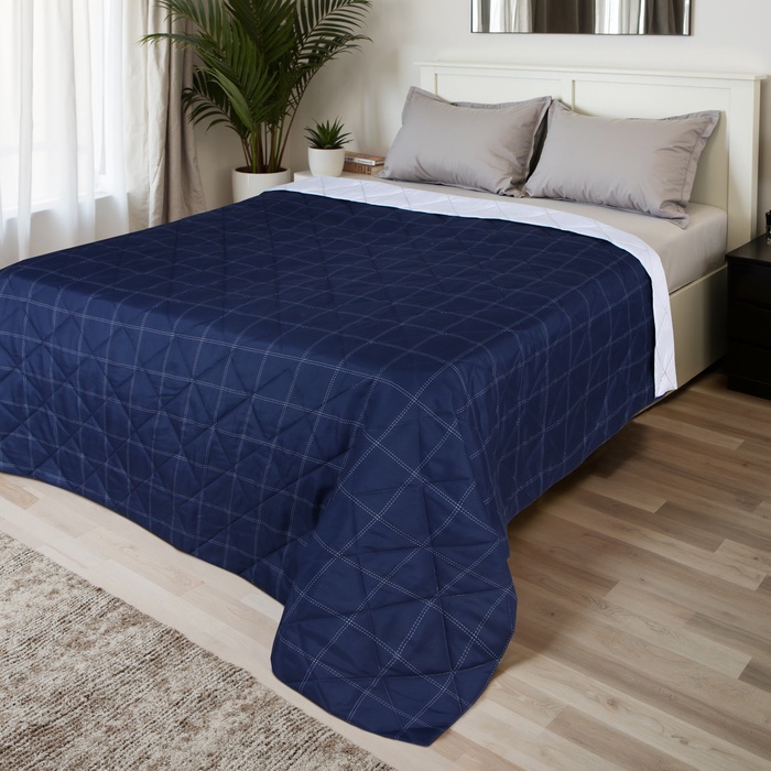 Покрывало LoveLife 1,5 сп Cage: dark blue 150*210±5см, микрофайбер, 100% п/э - Фото 1
