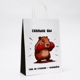 Пакет подарочный бумажный, "Сколько бы тебе не стукнуло - отбивайся", 24 х 10,5 х 32 см (комплект 10 шт)