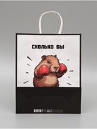 Пакет подарочный бумажный, «Сколько бы тебе не стукнуло - отбивайся», 24×10.5×32 см  (артикул 10679359)  большой выбор товаров оптом и в розницу по низким ценам с доставкой