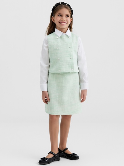 Жилетка для девочки, MINAKU :Party Dress, зелёная, рост 128 см