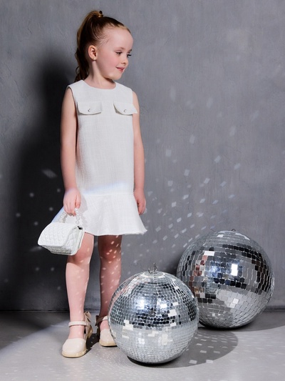 Сарафан для девочки, MINAKU: Party Dress, белый, рост 116 см