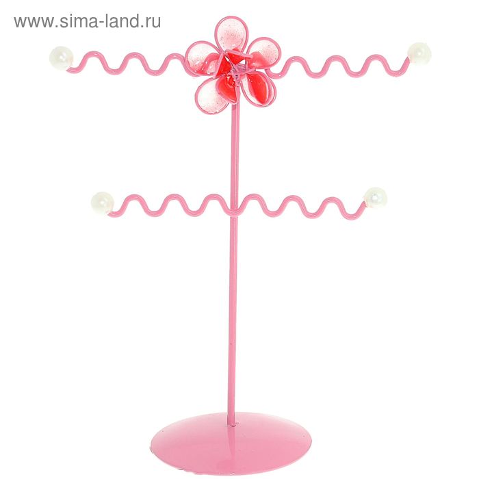 Подставка для украшений "Цветочек" два яруса, 14,5*11,5*5,3 см, цвет розовый - Фото 1